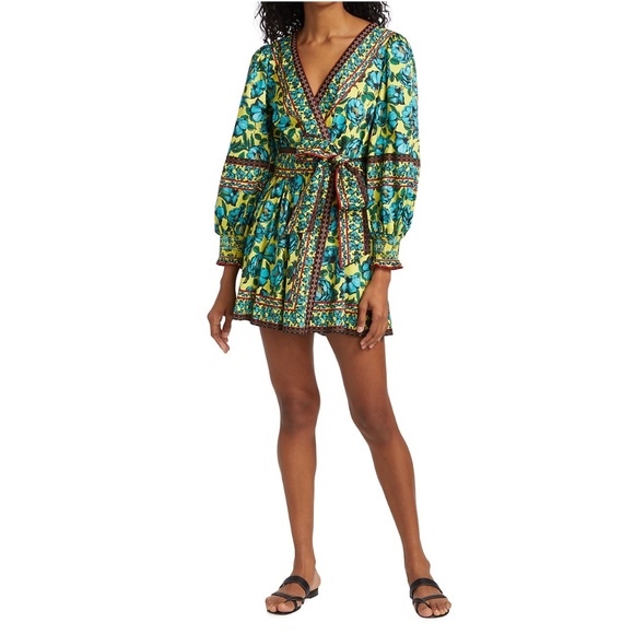 NWT $395 Alice + Olivia Simona Printed Mini Wrap Dress in size 2! - Picture 2 of 7